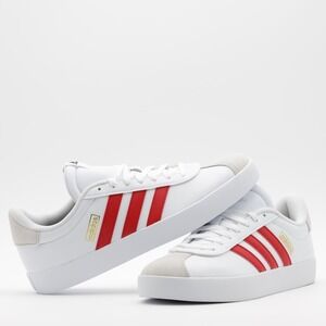 Adidas Men's Classic 3 Stripe Comfort Grand Court 3.0 Shoes White/Red Size 10